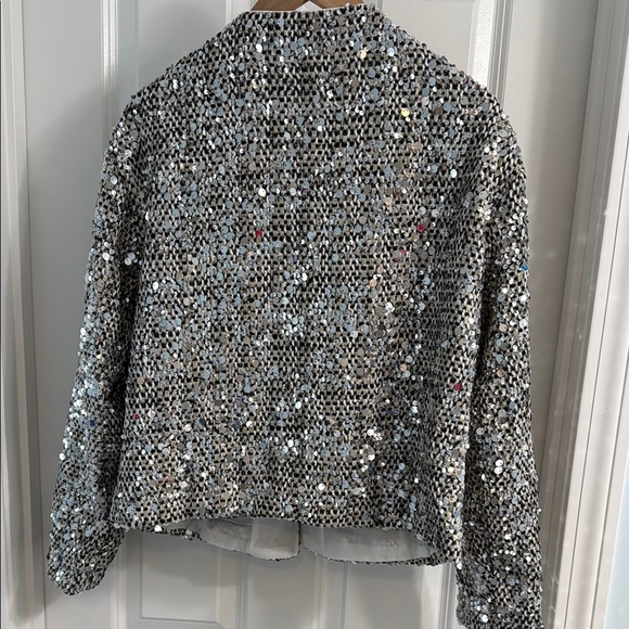 Sequin Embellished Jacket - Silver - Size Large (10-14) - Picture 5 of 13
